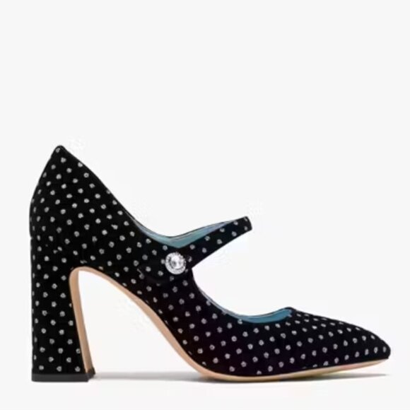 Worn Once-Kate Spade Maren Black Velvet/Silver Glitter Mary Jane Pump - 8.5